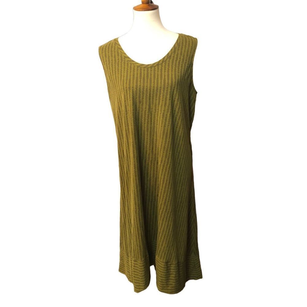 H By Halston Dress Womens Size XL High Low Hunter Green Stripes Tank Style